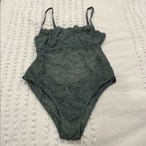 Victoria's Secret Dark Gray Lace Bodysuit